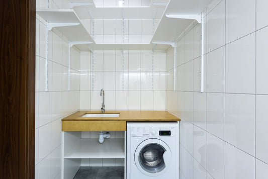Building a Calm Laundry Room: Storage, Shelving and Organization Together
