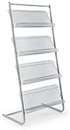 Displays2go Magazine Rack for Offices, Stores or Retail, (4) Mesh Shelves, 23.5" x 9" Trays, 50" H