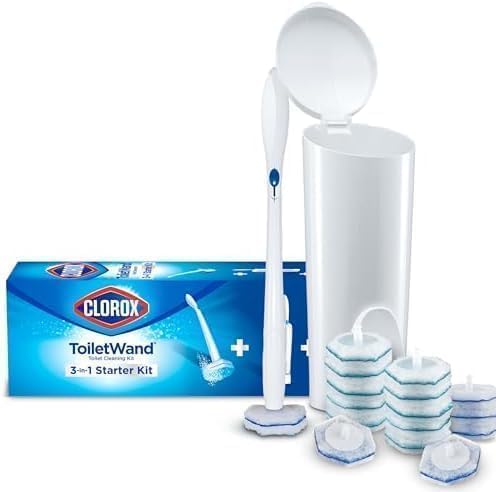 Bulk Disposable Toilet Cleaning Wand System with 96 Refill Pads, No-Touch Toilet Brush Kit with