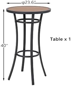 Outdoor Bar Height Bistro Table, 40-Inch Patio Bar Table Bistro Dining Table Pub Table with