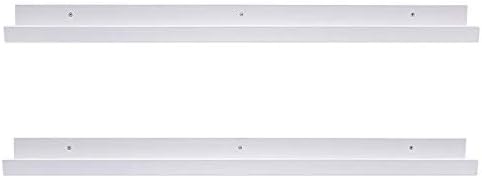 AZSKY 48 Inch White Picture Ledge Shelf Long Floating Shelves Set of 2 Wall Picture Shelf Pine