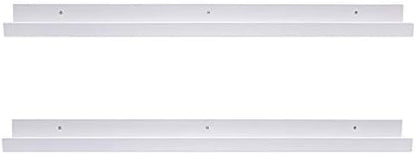 AZSKY 48 Inch White Picture Ledge Shelf Long Floating Shelves Set of 2 Wall Picture Shelf Pine