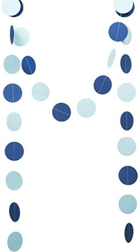 WEVEN Blue Paper Garland Circle Dots Party Garland Streamer Backdrop Hanging Decorations, 2.5" in