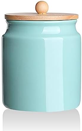 Sweejar Ceramic Kitchen Canisters, 28 FLOZ Porcelain Food Storage Jar with Airtight Seal Wooden
