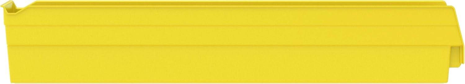 Akro-Mils 30124 Heavy Duty Plastic Shelf Bins, 24"x 4"x 4", Yellow, 12-Pack