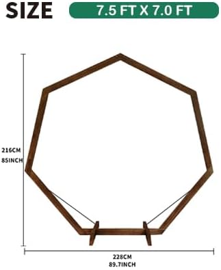 7FT Wedding Arch, Heptagonal Wood Arch for Wedding Ceremony, Arbor Backdrop Stand for Garden