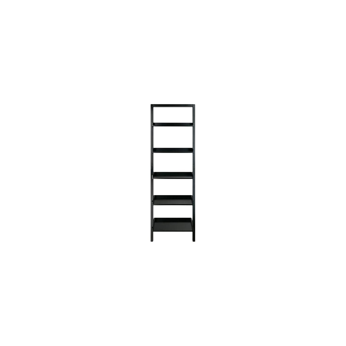 Winsome Bellamy 5-Shelf 69" H Leaning Bookcase, Black (29553)