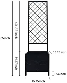 Zhongma 15.75 x 15.75 x 55 in Raised Garden Bed with Trellis,Heavy Duty Plant Box for Climbing