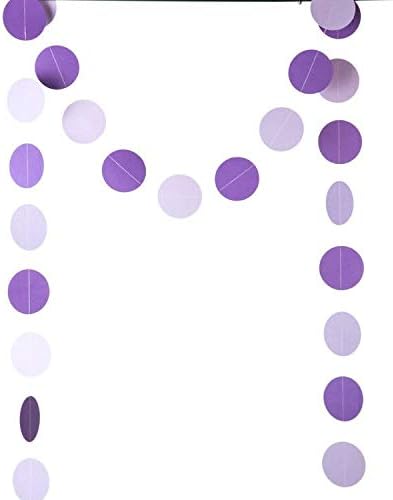 Purple Lavender Paper Garland Circle Dots Party Garland Streamer Backdrop Hanging Decorations, 2.5"