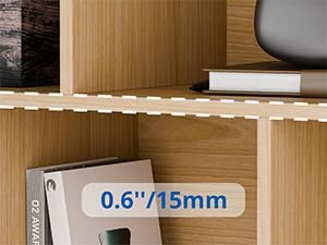 Cozy Castle Oak Bookshelf, 3-Tier Open Shelf Bookcase, 10 Cube Storage Organizer with Anti-Tilt