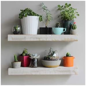 Urban Legacy Reclaimed Barnwood Planks | Floating Shelves for Wall w/Flush Mount Shelf Bracket Set
