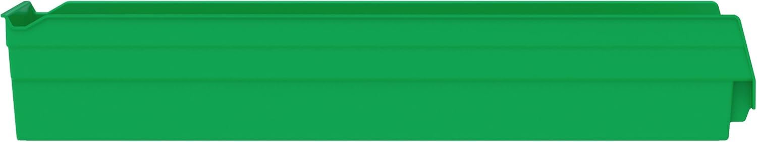 Akro-Mils 30164 Heavy Duty Plastic Shelf Bins, 24"x 6.5"x 4", Green, 6-Pk