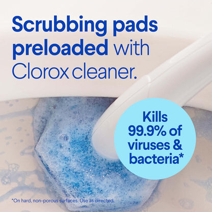All-in-One Disposable Toilet Wand Cleaning System with Refill Pads, No-Touch Toilet Brush Kit with