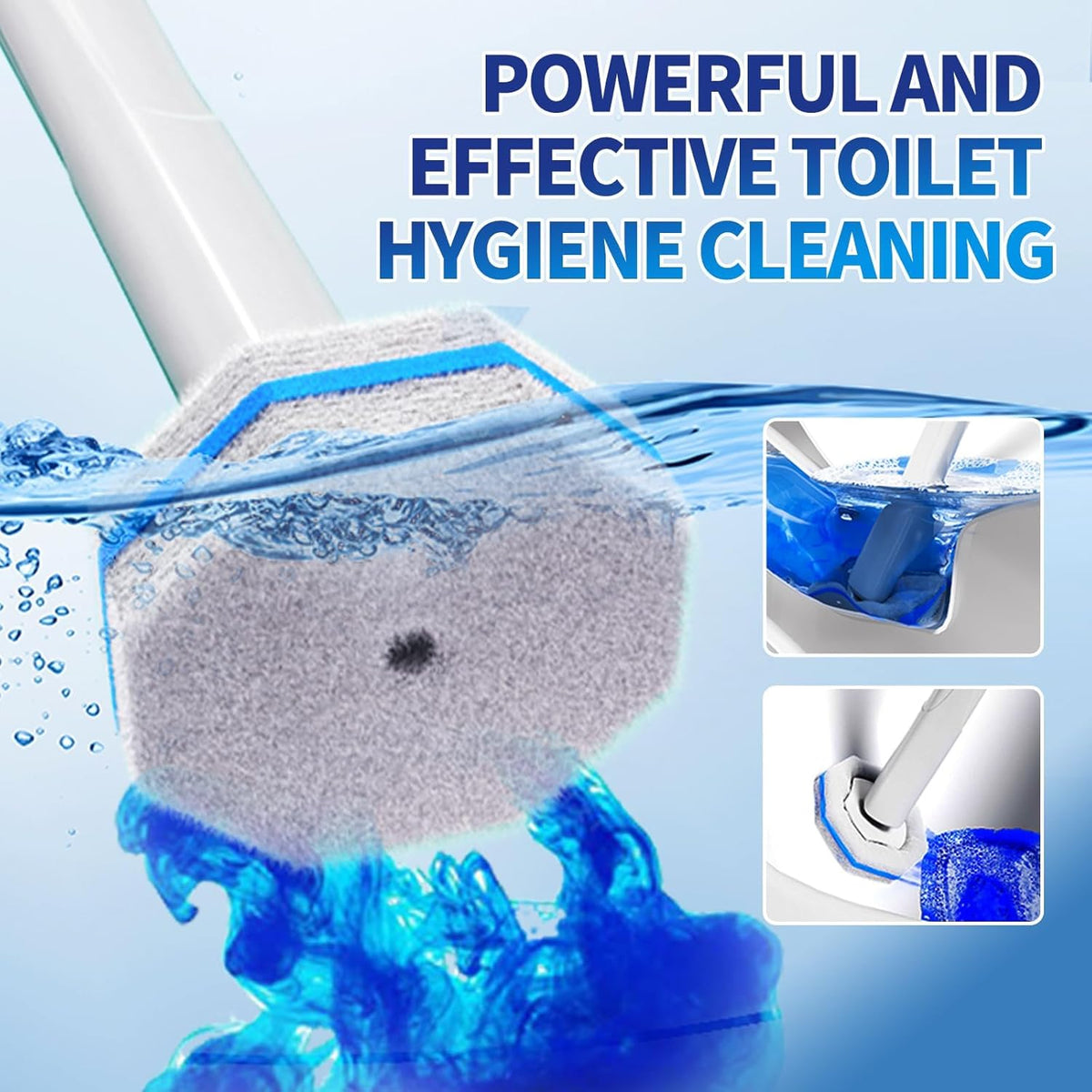 Disposable Toilet Cleaning Wand Set with 50 Refill Pads, Wall-Mounted Holder, Long Handle Toilet