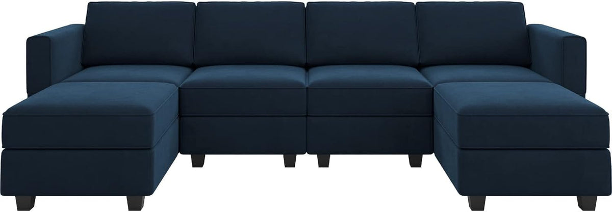 Belffin Modular Sectional Sofa U Shaped Velvet Couch with Reversible Chaise Oversized Couch with