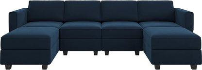 Belffin Modular Sectional Sofa U Shaped Velvet Couch with Reversible Chaise Oversized Couch with