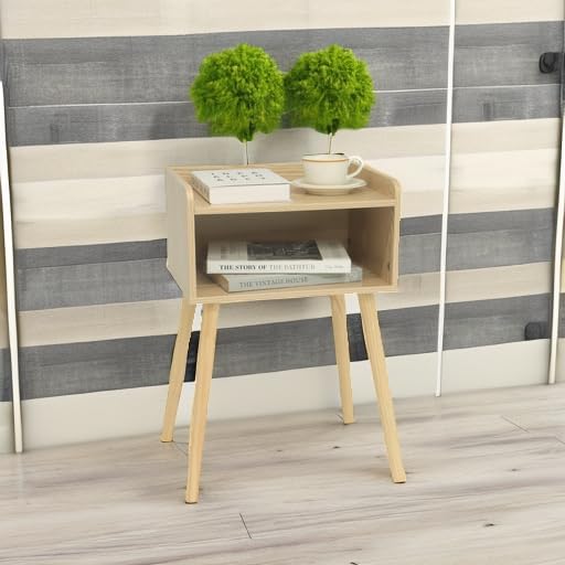 MaxSmeo Nightstand, Mid Century Modern Side Table Bedroom with Storage, Small End Bedside Table