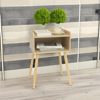 MaxSmeo Nightstand, Mid Century Modern Side Table Bedroom with Storage, Small End Bedside Table