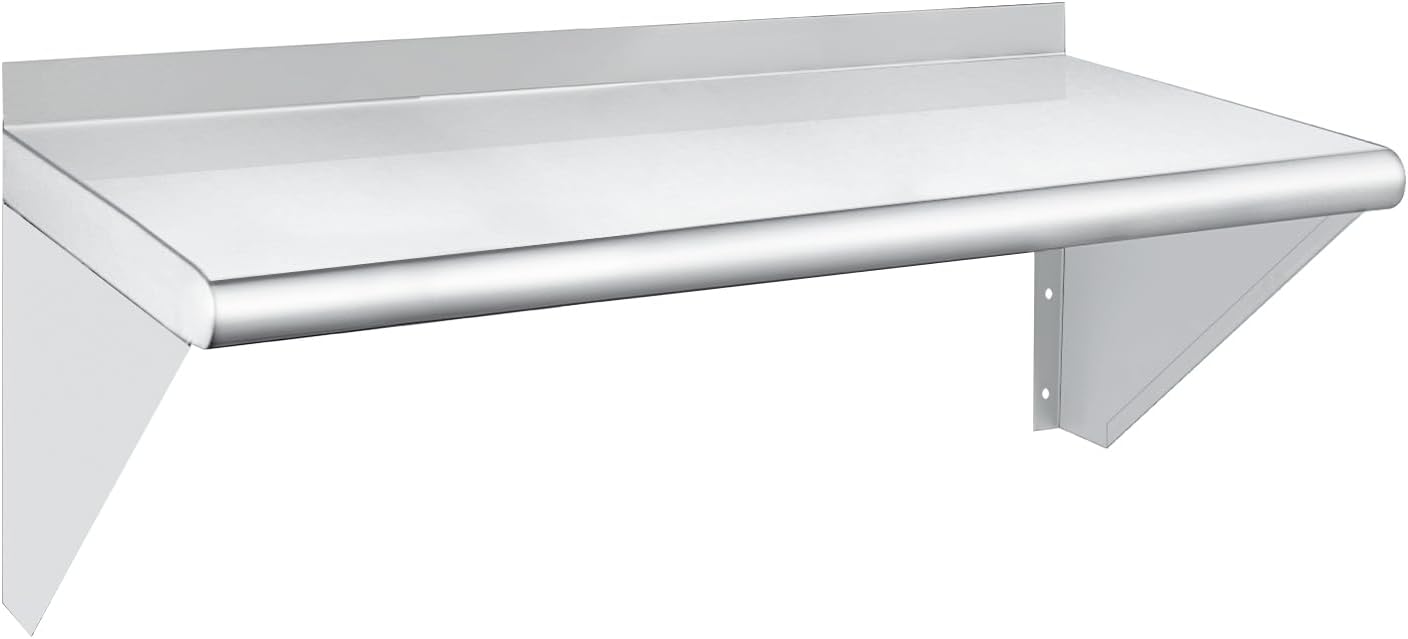 HARDURA Stainless Steel Shelf 12" x 24", 210lb Commercial Shelves Wall Mount Metal Shelving with