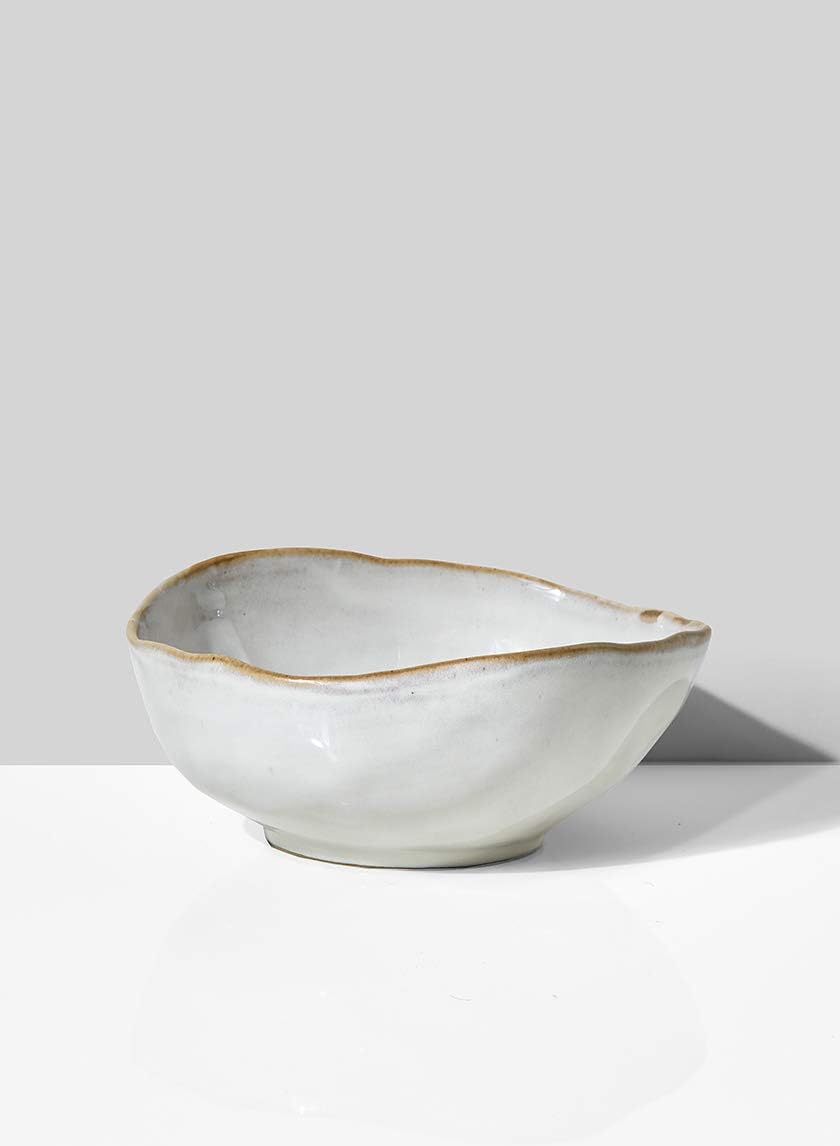 Serene Spaces Living Large Free-Form Edge Glazed Ceramic Bowl, Set of 4, Centerpiece for Vintage