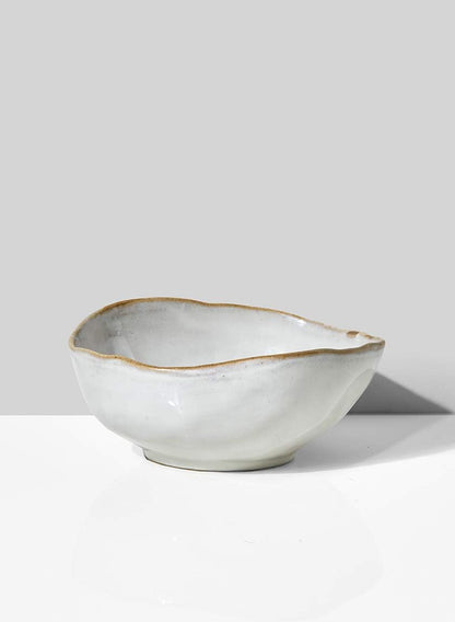 Serene Spaces Living Large Free-Form Edge Glazed Ceramic Bowl, Set of 4, Centerpiece for Vintage