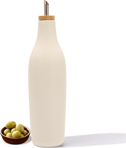 HOMCDALY Ceramic Olive Oil Dispenser for Kitchen, Stoneware 16oz Oil and Vinegar Bottles Dispenser