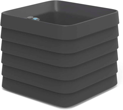 Crescent Garden TruDrop Self Watering Slat Square Box Planter - Indoor Outdoor Planter Box with