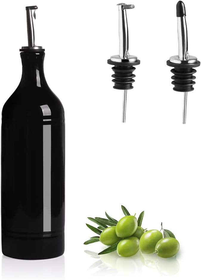 Sweejar Large Ceramic Olive Oil Dispenser Bottle, Opaque Oil Cruet Protects Oil to Reduce