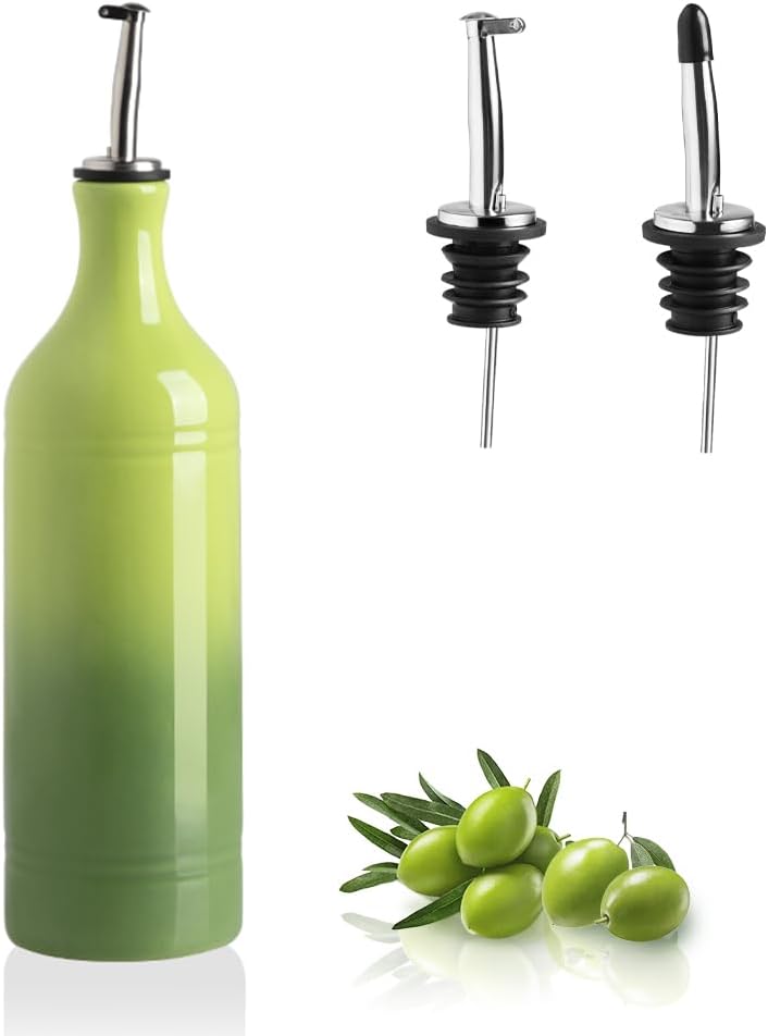 Sweejar Large Ceramic Olive Oil Dispenser Bottle, Opaque Oil Cruet Protects Oil to Reduce