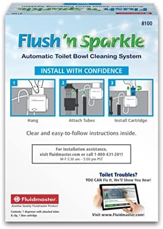 Fluidmaster 8100 Flush 'n Sparkle Automatic Toilet Bowl Cleaning System with Blue Cartridge