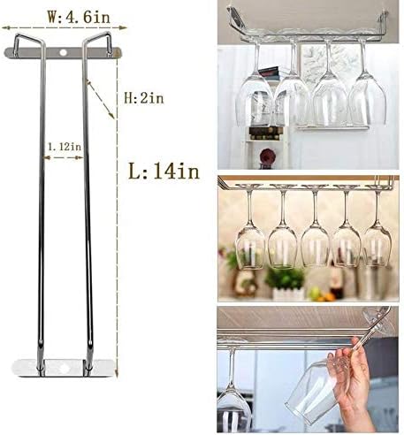 14-Inch Wine Glass Rack, Under Cabinet Wine Glass Holder Stainless Steel Chrome Finish Stemware