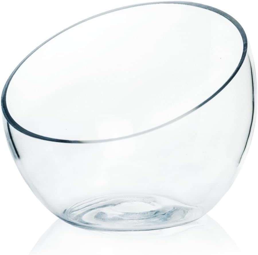 Craft And Party, Slantted Glass Cut Bubble Bowl, 8.5" Height x 10" Width Slantted Bubble vase for