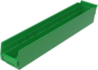 Akro-Mils 30124 Heavy Duty Plastic Shelf Bins, 24"x 4"x 4", Green, 12-Pack