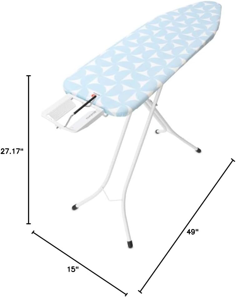 Brabantia Size B Ironing Board (49x15 in) 7 Height Options, Adjustable Steam Iron Rest Holder