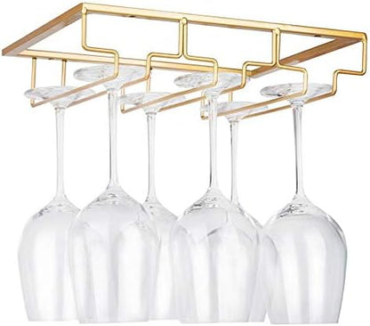 Wine Glass Rack - Under Cabinet Stemware Wine Glass Holder Glasses Storage Hanger Metal Organizer