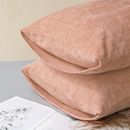 CaliTime Throw Pillow Covers Decorative 20 X 26 Inches Pack of 2 Cozy Chenille Standard Pillow