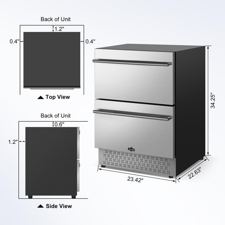 Tylza 24 Inch Under Counter Drawer Fridge, Built-in Beverage Refrigerator for Home and Commercial