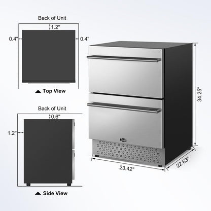 Tylza 24 Inch Under Counter Drawer Fridge, Built-in Beverage Refrigerator for Home and Commercial