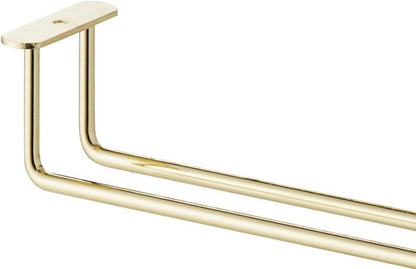 Soro Essentials- 24" Glass Hanging Stemware Rack Brass Plated Set of 2- Wine Glass Hangers Under