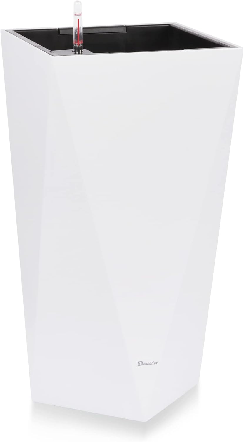 Dexceder 24 Inches Tall Self Watering Planter Diamond High Gloss Indoor Outdoor, Thickened Rhombus