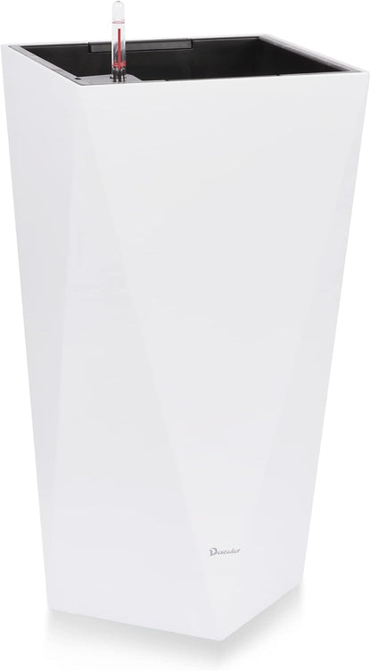 Dexceder 24 Inches Tall Self Watering Planter Diamond High Gloss Indoor Outdoor, Thickened Rhombus