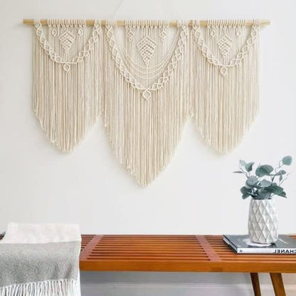 guzhiou large macrame wall hanging - Boho Tapestry Macrame Wall Decor Art- Chic Bohemian Handmade