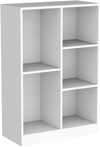 IOTXY Open Shelf Low Bookcase - Wooden 3-Tier Floor Standing Display Cabinet Organizer with Base, 5