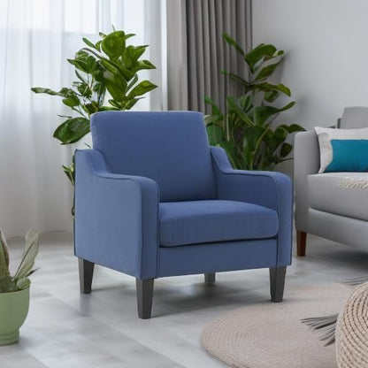 VINGLI Mid Century Modern Accent Chair, Navy Blue Fabric Accent Chairs for Living Room, Upholstered