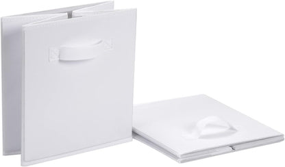 Amazon Basics Collapsible Fabric Storage Cubes Organizer with Handles, Sturdy, White