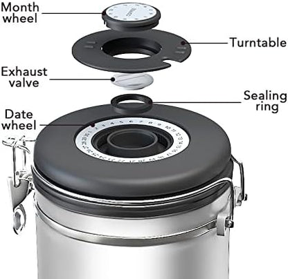 ShanSon Coffee Canister Airtight Coffee Container Stainless Steel Coffee Bean Storage Container