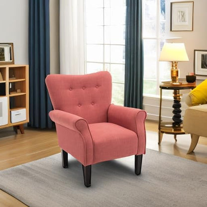 BELLEZE Modern Accent Chair for Living Room, High Back Armchair with Wooden Legs, Upholstered