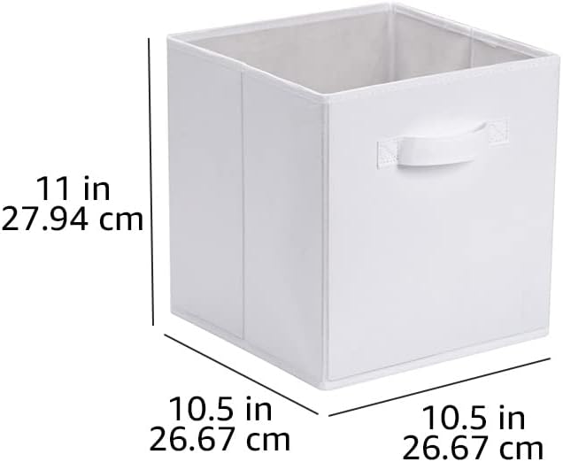 Amazon Basics Collapsible Fabric Storage Cubes Organizer with Handles, Sturdy, White