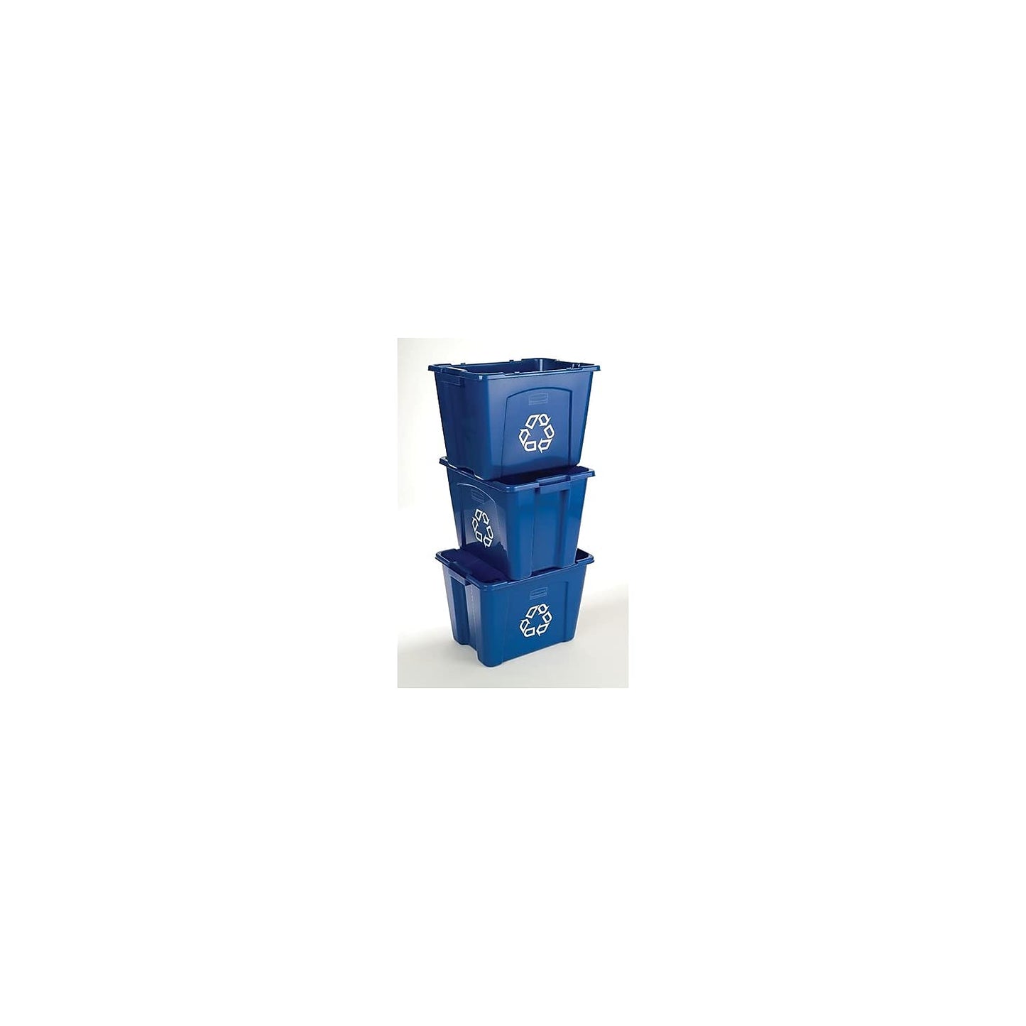 Rubbermaid Commercial Products Stackable Recycling Bin, 14 Gallon, Blue Storage Container, for