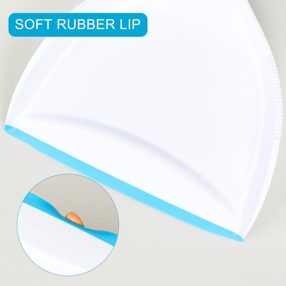 Pet Rubber Brush with Mini Dustpan,Dog Cat Hair Removal Brush with Squeegee,Portable Small Carpet